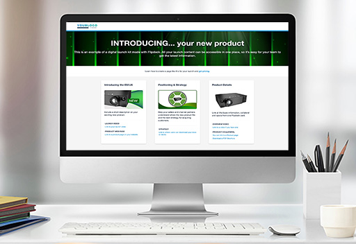 Flipdeck sample product launch on a desktop computer